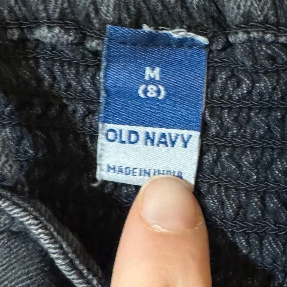 Old Navy Denim Dress Kids L 10-12 Black Excellent Smocked Back Pinafore‎